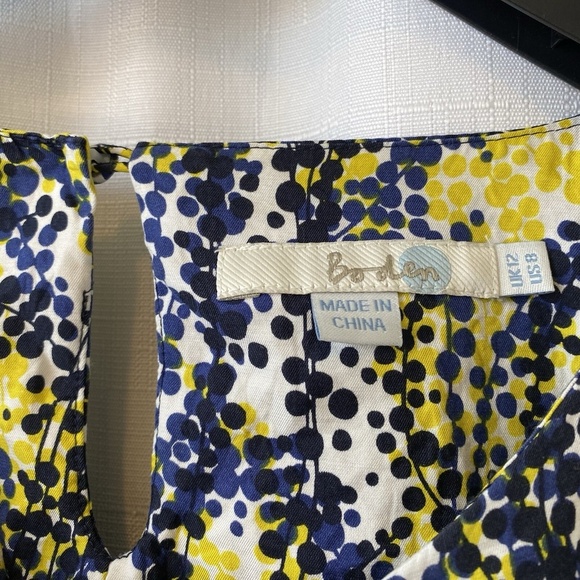 BODEN Women V Neck Ravello Blue and Yellow Blouse Silk Blend Size 8 - Picture 4 of 11